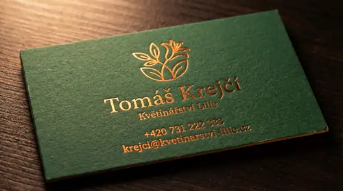 Vizitka s ražbou pro květinářství